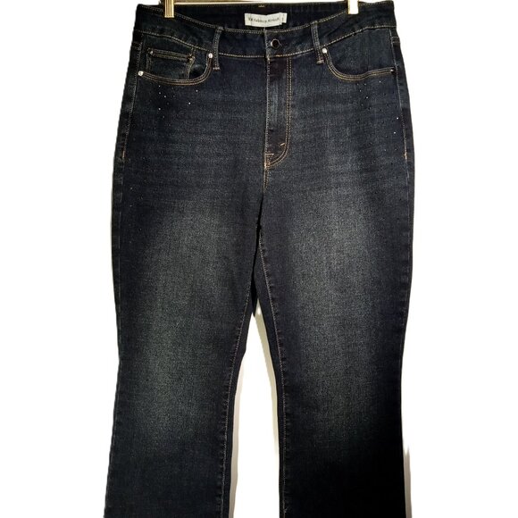 RM Rebecca Minkoff Jeans  10P  Bootcut  Cropped  Sequin/Stud detail  Stretch NEW - Picture 1 of 10